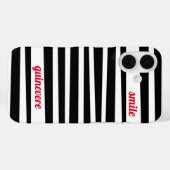 Aangepaste glimlach op zwarte strepen Case-Mate iPhone case (Achterkant (horizontaal))