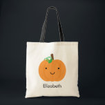 Aangepaste glimlachende pomkin Halloween Treat Bag Tote Bag<br><div class="desc">Deze tas is voorzien van een zoete,  kawaii-stijl pompoen. U kunt deze tas aanpassen door het lettertype en de kleur te wijzigen.</div>