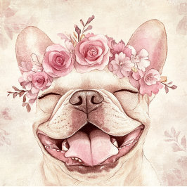 Aangepaste glimlachende roze Franse Bulldog Begroe Kaart