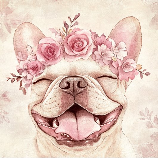 Aangepaste glimlachende roze Franse Bulldog Begroe Kaart