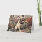Aangepaste glimlachende tuin Franse Bulldog Begroe Kaart (Voorkant)