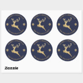 Aangepaste Glitter Goud Rendier Prettig Kerstfeest Ronde Sticker (Vel)
