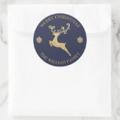 Aangepaste Glitter Goud Rendier Prettig Kerstfeest Ronde Sticker (Tas)