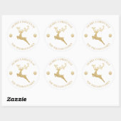 Aangepaste Glitter Gouden Rendier Kerstmis Ronde Sticker (Vel)