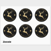 Aangepaste Glitter Gouden Rendier Prettig Kerstfee Ronde Sticker (Vel)