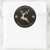 Aangepaste Glitter Gouden Rendier Prettig Kerstfee Ronde Sticker (Tas)