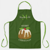Aangepaste GLITTER Green Kerstmis Pudding Schort (Voorkant)
