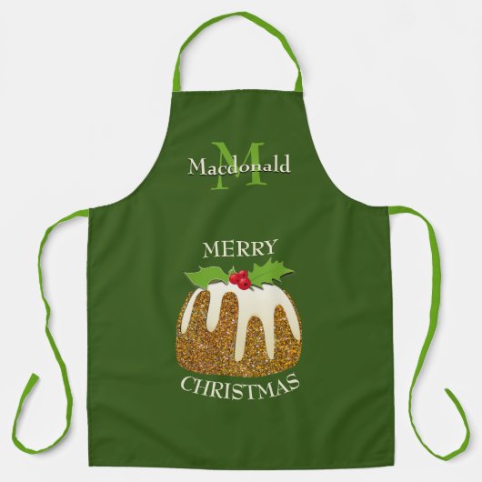 Aangepaste GLITTER Green Kerstmis Pudding Schort (Voorkant)
