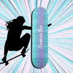 Aangepaste Glitter Zeemeermin Persoonlijk Skateboard<br><div class="desc">Skateboard Girly Glitter Mermaid Blue en Roze Skateboard roze - pas je eigen aan. KLIK DE OPTIE VAN DE SJABLOON PERSONALISEREN EN BINNENGAAN NAAM Onze skateboards zijn zo lief aangezien zij, en een heerlijk cadeau voor een verjaardag of een schaats park kijken. ⭐ Dit product is 100% . ***** Klik...</div>