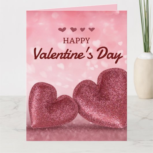 Aangepaste Glittering Paarse Heart Shiny Valentijn Kaart (Voorkant)