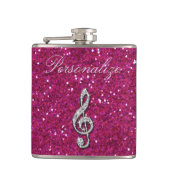 Aangepaste Glitzy Sparkly Diamond Music Note Heupfles (Voorkant)