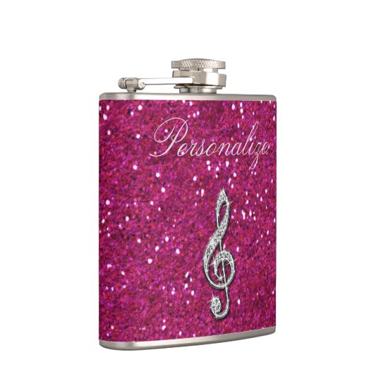 Aangepaste Glitzy Sparkly Diamond Music Note Heupfles (Rechts)