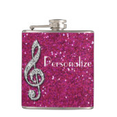 Aangepaste Glitzy Sparkly Diamond Music Note Heupfles (Voorkant)