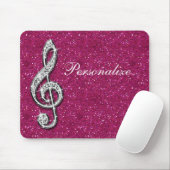 Aangepaste Glitzy Sparkly Diamond Music Note Muismat (Met muis)