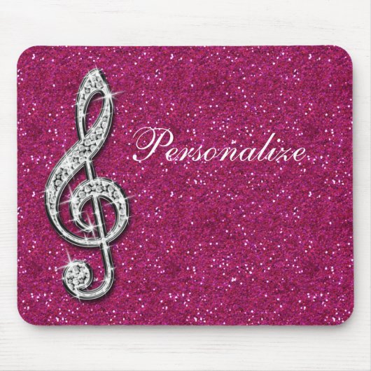 Aangepaste Glitzy Sparkly Diamond Music Note Muismat (Voorkant)