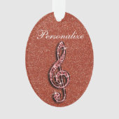 Aangepaste Glitzy Sparkly Diamond Music Note Ornament (voorkant)