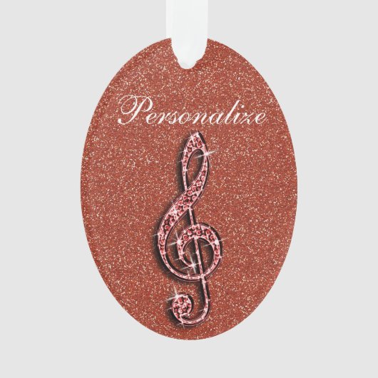 Aangepaste Glitzy Sparkly Diamond Music Note Ornament (voorkant)