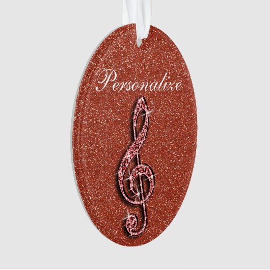 Aangepaste Glitzy Sparkly Diamond Music Note Ornament (voorkant)