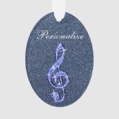 Aangepaste Glitzy Sparkly Diamond Music Note Ornament (voorkant)