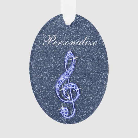 Aangepaste Glitzy Sparkly Diamond Music Note Ornament (voorkant)