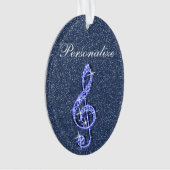 Aangepaste Glitzy Sparkly Diamond Music Note Ornament (voorkant)