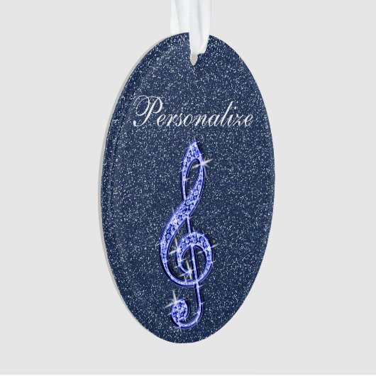 Aangepaste Glitzy Sparkly Diamond Music Note Ornament (voorkant)