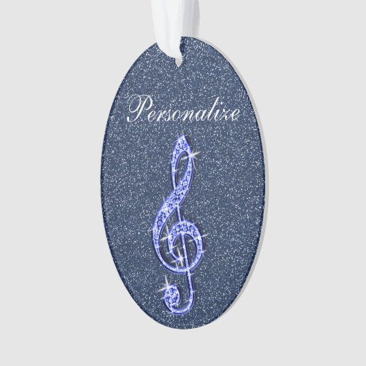 Aangepaste Glitzy Sparkly Diamond Music Note Ornament (voorkant)