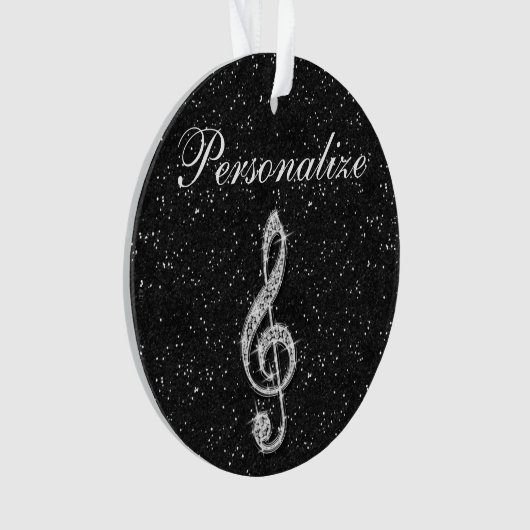 Aangepaste Glitzy Sparkly Diamond Music Note Ornament (voorkant)