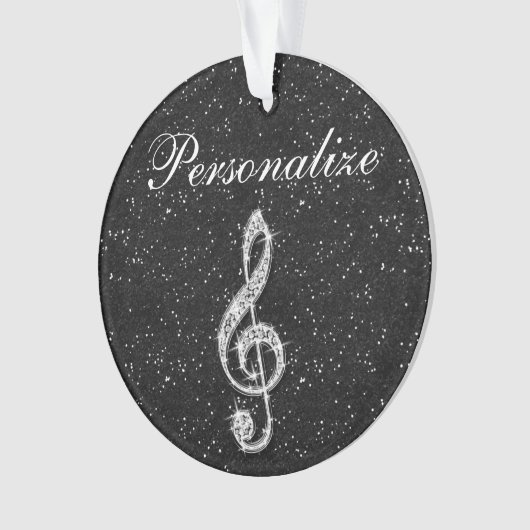 Aangepaste Glitzy Sparkly Diamond Music Note Ornament (voorkant)