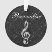 Aangepaste Glitzy Sparkly Diamond Music Note Ornament (voorkant)