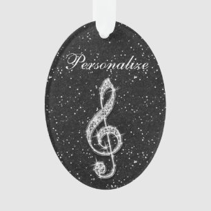 Aangepaste Glitzy Sparkly Diamond Music Note Ornament