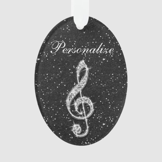 Aangepaste Glitzy Sparkly Diamond Music Note Ornament (voorkant)