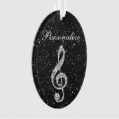 Aangepaste Glitzy Sparkly Diamond Music Note Ornament (voorkant)