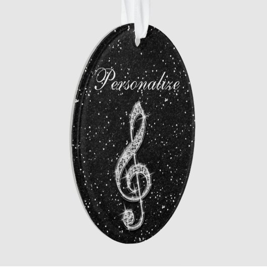 Aangepaste Glitzy Sparkly Diamond Music Note Ornament (voorkant)