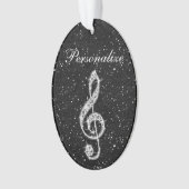 Aangepaste Glitzy Sparkly Diamond Music Note Ornament (voorkant)