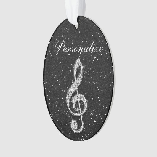 Aangepaste Glitzy Sparkly Diamond Music Note Ornament (voorkant)