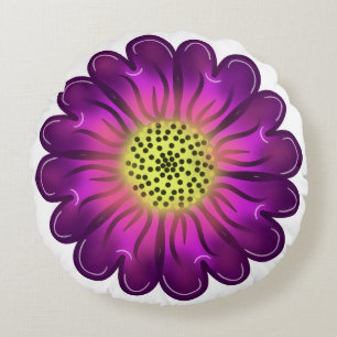 Aangepaste gloeiende neon paarse & roze dahlia blo rond kussen
