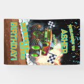 Aangepaste gloeiende Sinaasappel Monster Truck Boy Spandoek (Horizontaal)