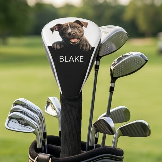 Aangepaste glurende Pibull-hond Minimalistische na Golfheadcover