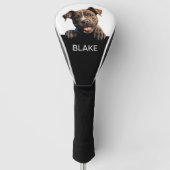 Aangepaste glurende Pibull-hond Minimalistische na Golfheadcover (Voorkant)