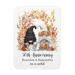 Aangepaste Gnome Autumn Leaf 50th Wedding Jubileum Magneet