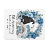 Aangepaste Gnome Blauwe Bloemen 15e Huwelijksverja Magneet (Horizontaal)