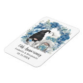 Aangepaste Gnome Blauwe Bloemen 15e Huwelijksverja Magneet (Linkerzijde)
