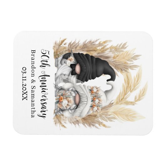Aangepaste Gnome Pampas Grass 50ste bruiloft Jubil Magneet (Horizontaal)