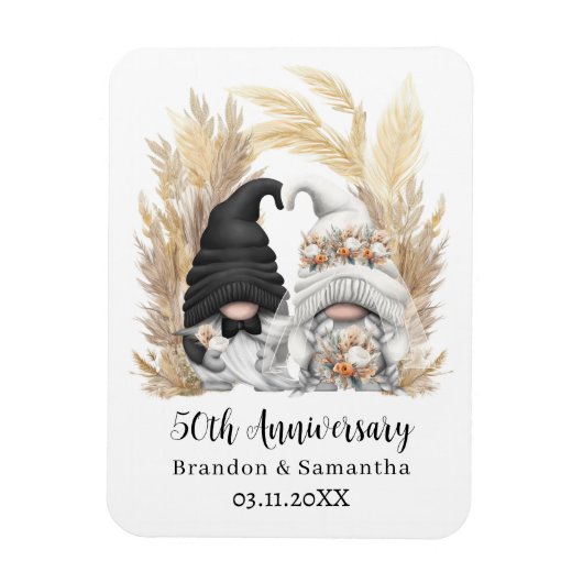 Aangepaste Gnome Pampas Grass 50ste bruiloft Jubil Magneet (Verticaal)