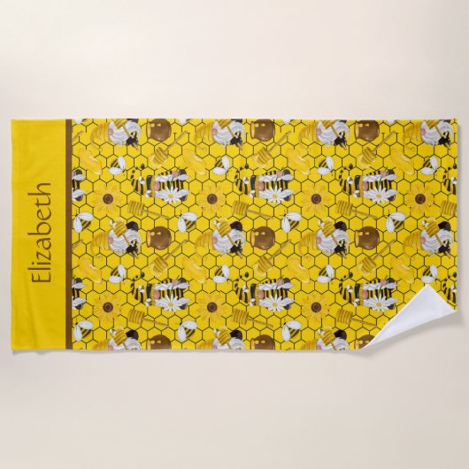 Aangepaste gnomen die honinggeel maken strandlaken (Voorkant)