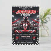 Aangepaste Go Kart Verjaardag Kaart (Staand voorkant)