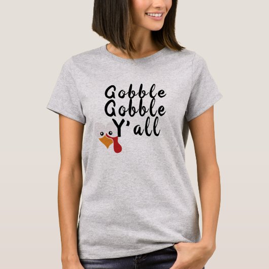 Aangepaste Gobble Turkey Pun Funny Thanksgiving T-shirt (Voorkant)