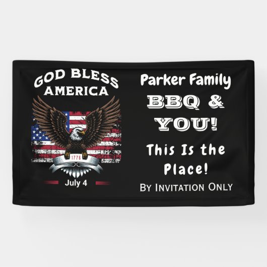 Aangepaste God Bless America 4 juli-banner Spandoek (Horizontaal)