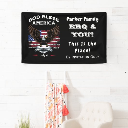 Aangepaste God zegene Amerika 4 van juli Banner (Insitu)